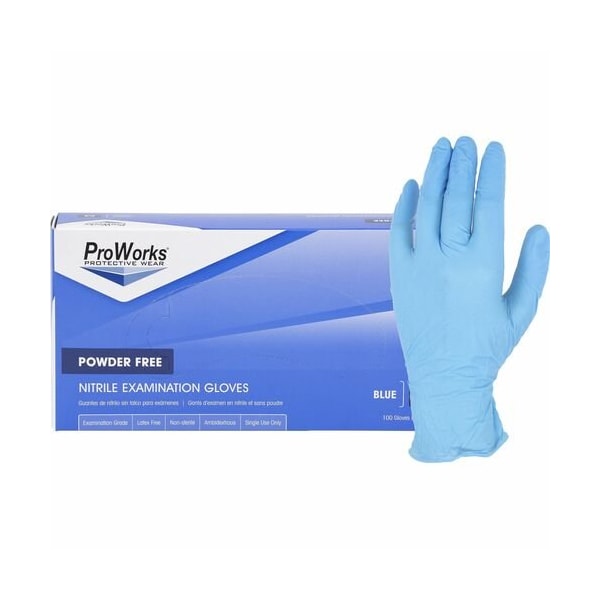 Hospeco Disposable Gloves, 4 mil Palm, Nitrile, Powder-Free, L, 100/Box, 10 Boxes, Blue HOSGLN135FL - main